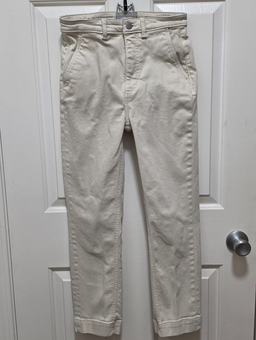 Everlane Straight-Leg Crop Pants Bone Off-White High Waist Size 2
